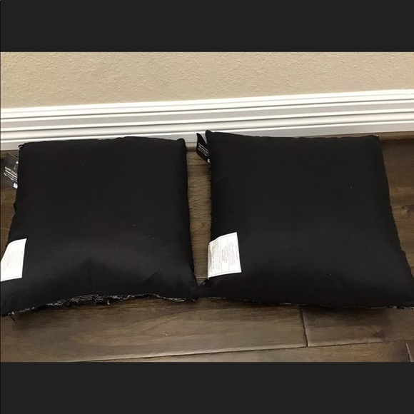 NWT! (2) Spider Reversible Sequined Halloween Pillows black silver, Spooky Cool! - Picture 2 of 9